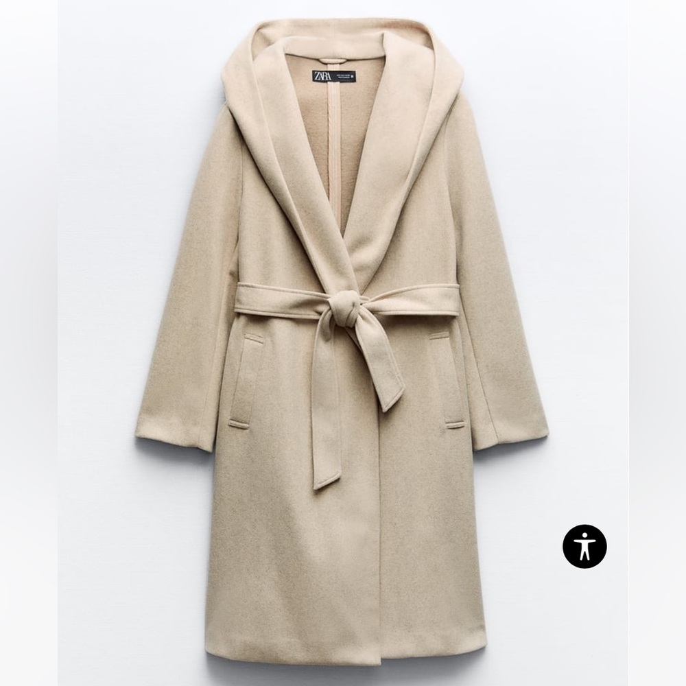 Zara hooded wrap pea coat